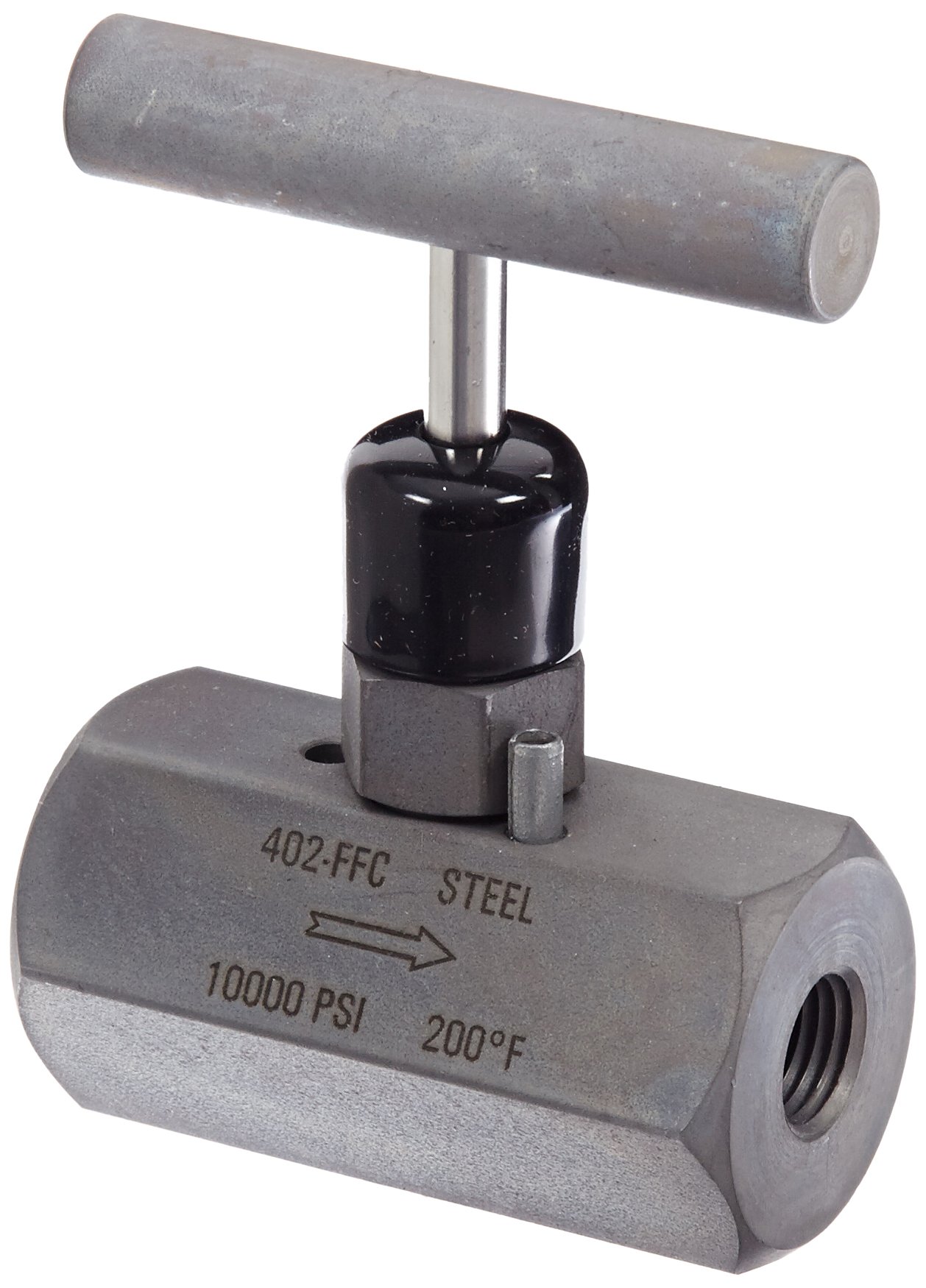 Needle Valve, Hard Seat, 1/4 NPT Female - 1/4 NPT Female, Steel, 0.187
