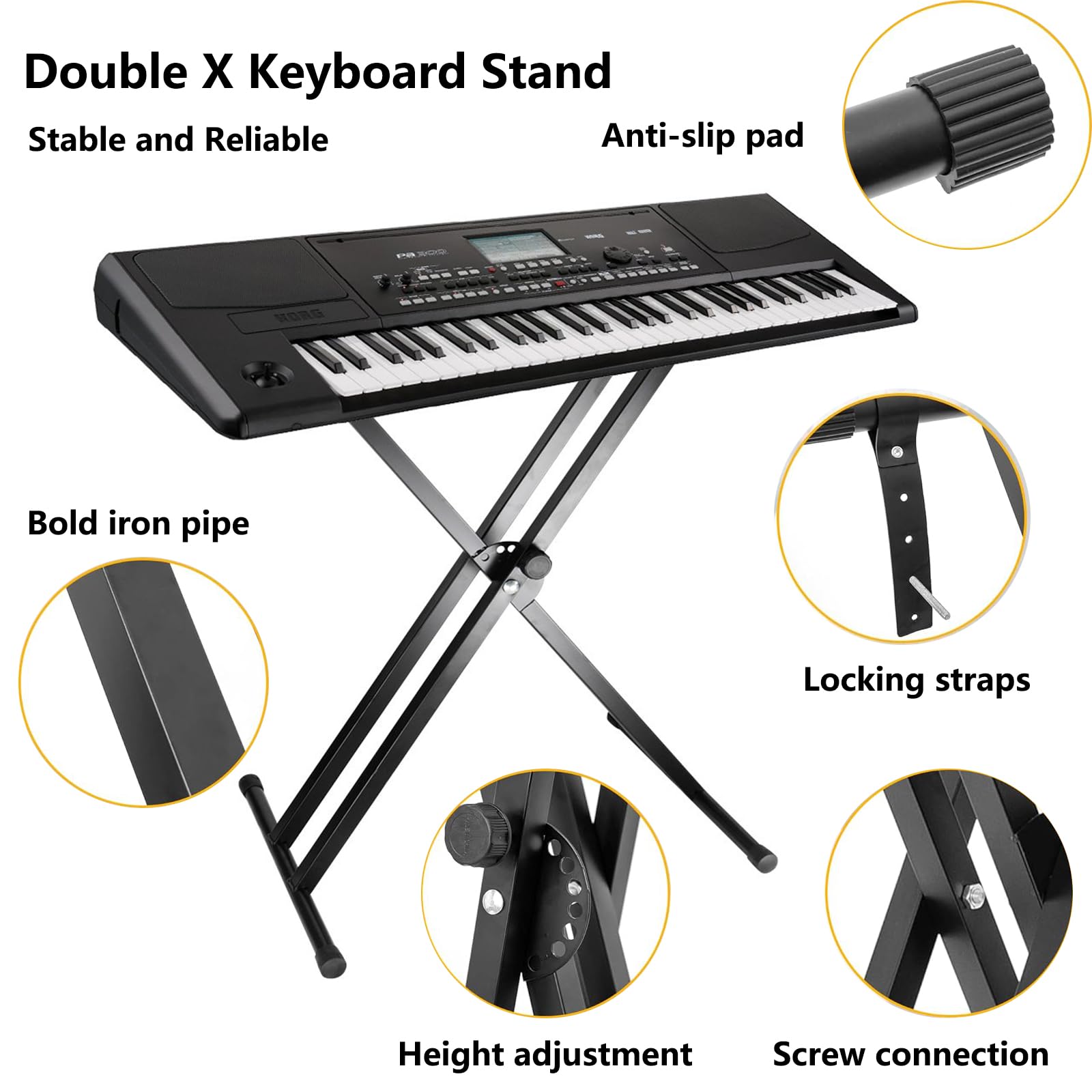 Save On Many Double X Keyboard Stand, Heavy Duty Classic Music