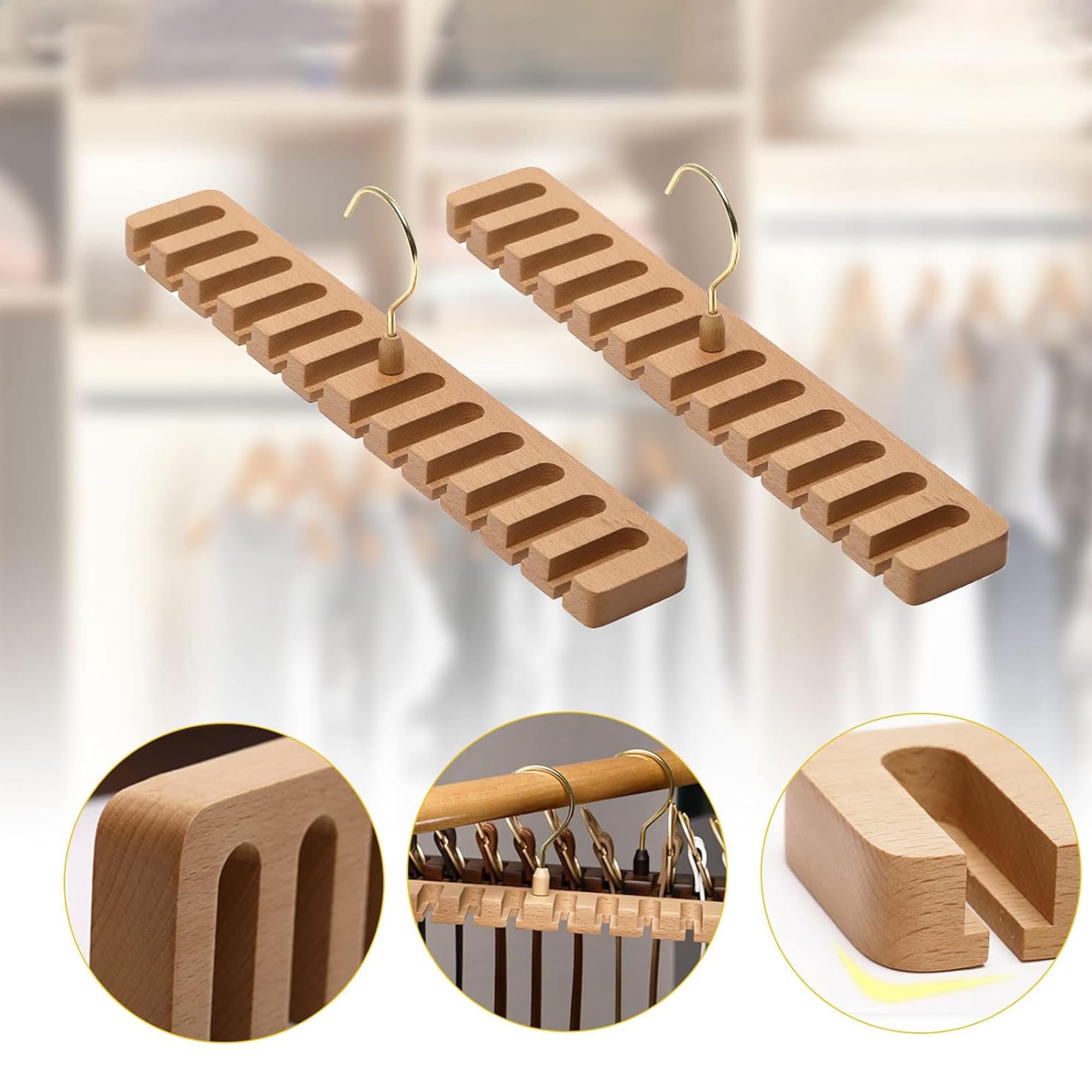 2 supporti per cravatta, per cintura, per armadio, legno, supporto per cintura, organizer per armadio, organizzazione e conservazione (YS, 12GE), FM2024KJ007A