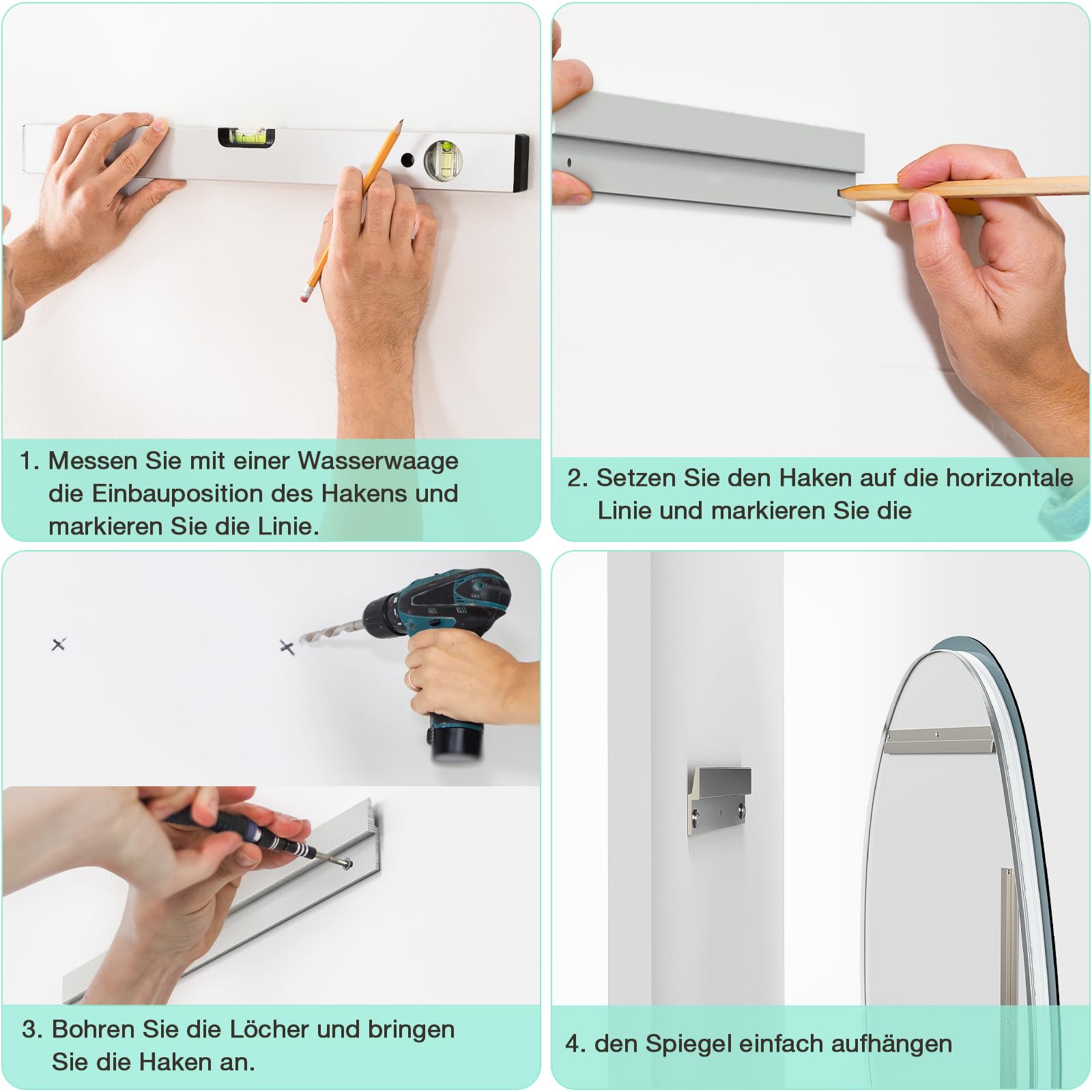 Badezimmer Spiegel mit Beleuchtung 83 × 60 cm, 3 Lichtfarben, Dimmbar, Antibeschlag, Asymmetrischer Spiegel mit Beleuchtung, Touch-Schalter, Memory-Funktion Horizontal/Vertikal