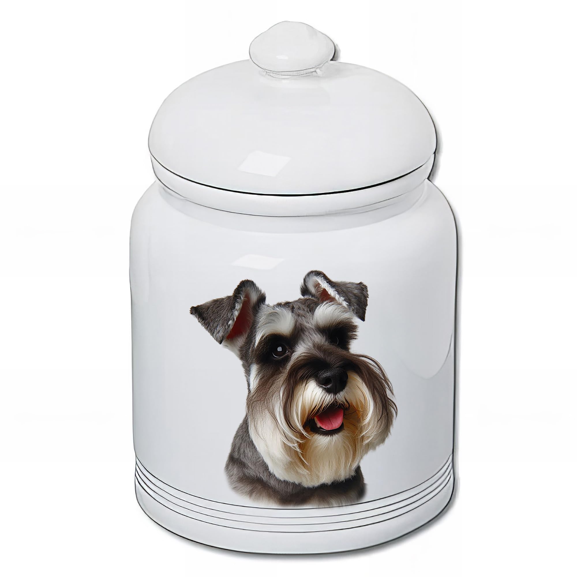 Best of Breed Schnauzer Grey Uncropped Dog and Cat Ceramic Treat Jar 9