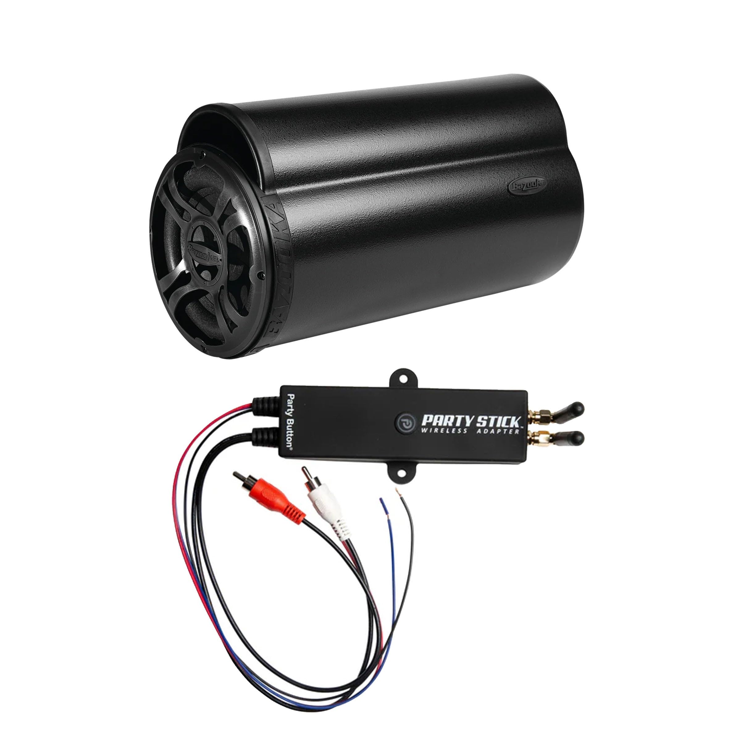 Bazooka BTA8100 BT 8-Inch 100-Watt Amplified Bass Tube Subwoofer with Wirless Music Sharing Party Stick Bundle