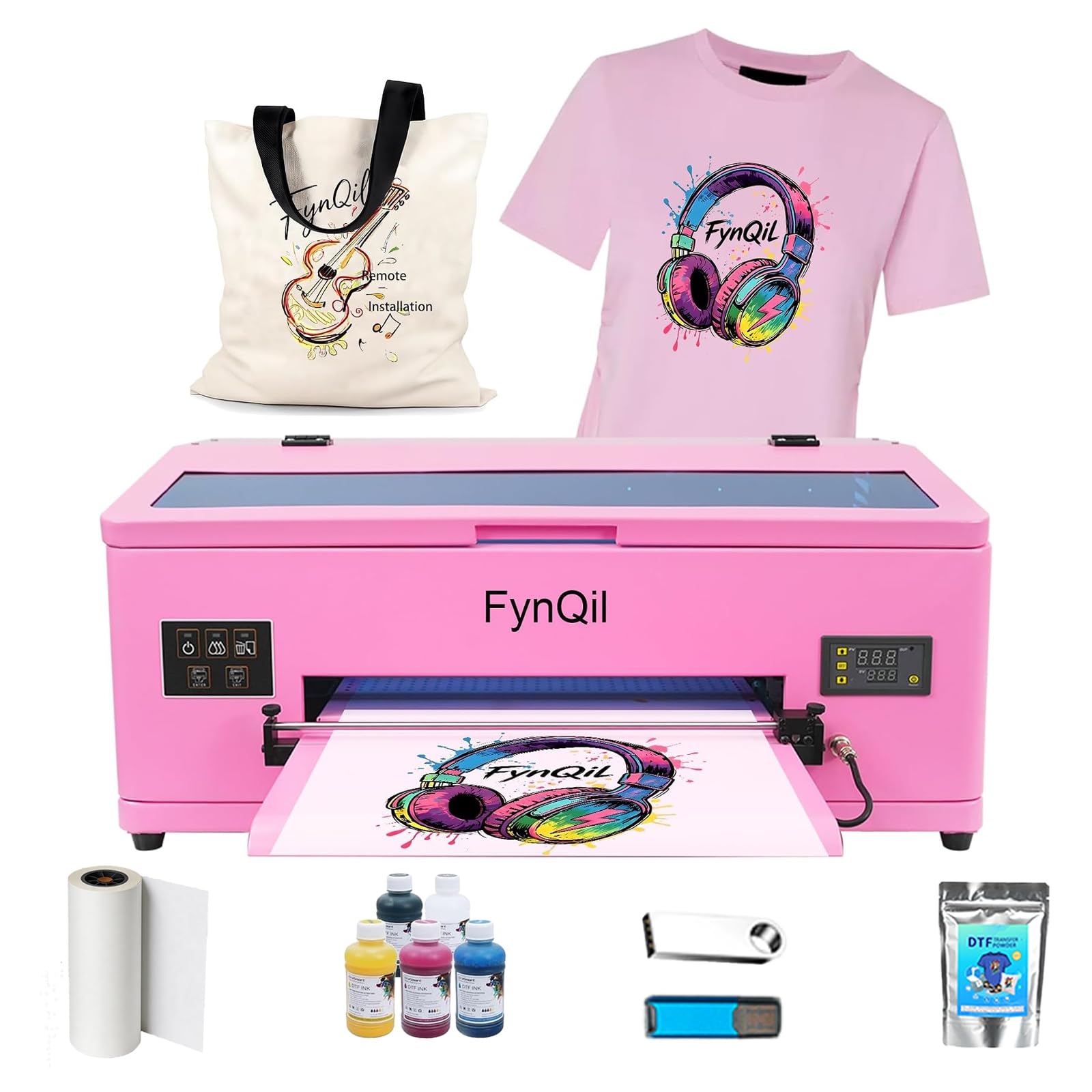 A3 DTF Printer R1390 for Beginner, A3 DTF Transfer Printing Machine for DIY Print T-Shirts Apparel with Automatic Cleaning Includes Software and Consumable (Remote Installation)
