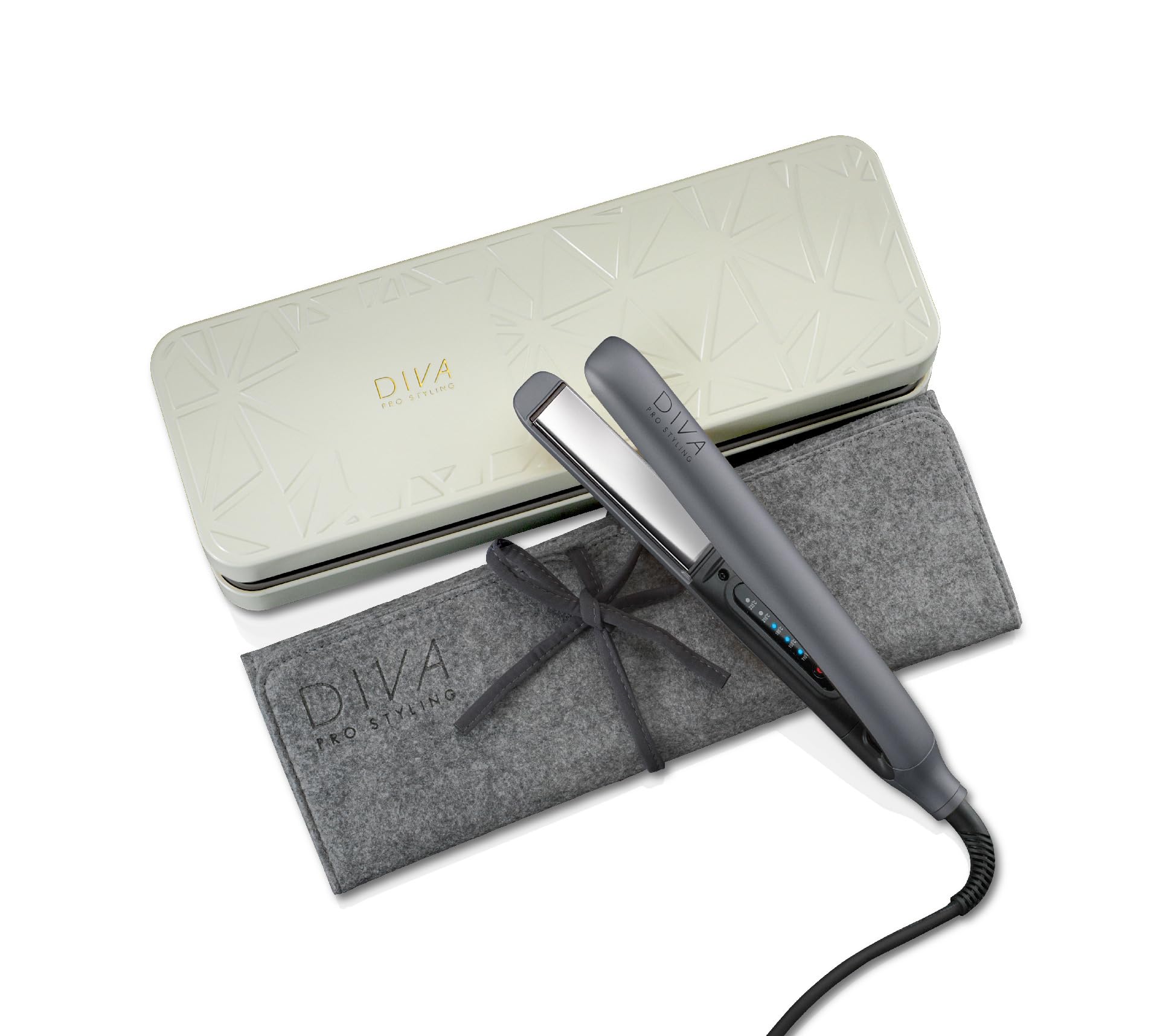 Diva Pro Styling PRO202,Precious Metals Touch Straightener Titanium with Macadamia, Argan Oil & Keratin infused ceramic plates, Titanium,