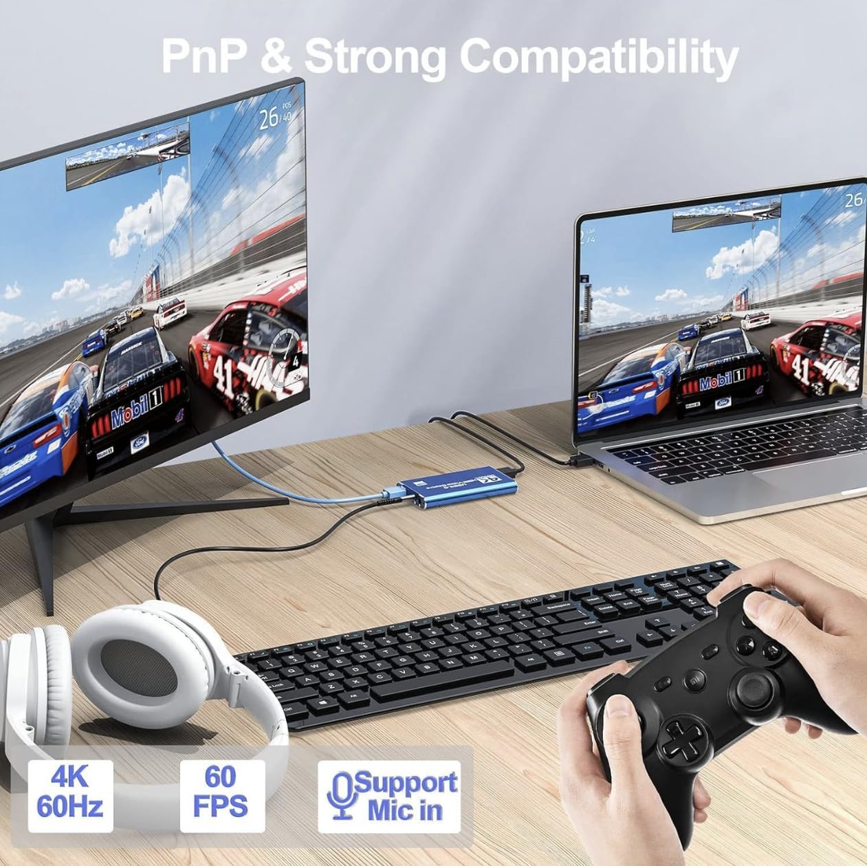 Tarjeta de captura 4K HDMI a USB 3.0, 1080P 60FPS, tarjeta de captura de audio y video para tarjeta de captura de juegos, Nintendo Switch, transmisión funciona con PS4/PS5/PC/OBS/cámara/Xbox