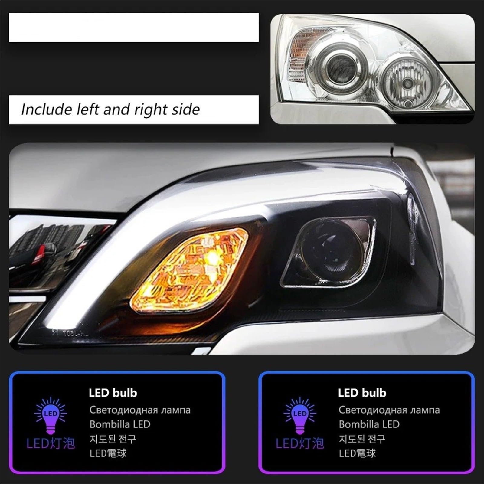 Faro Anteriore per Auto 2007-2011 Fari CRV DRL Indicatore di direzione Buon Fascio Angel Eye Lente proiettore Faro Anteriore Gruppo Faro Auto