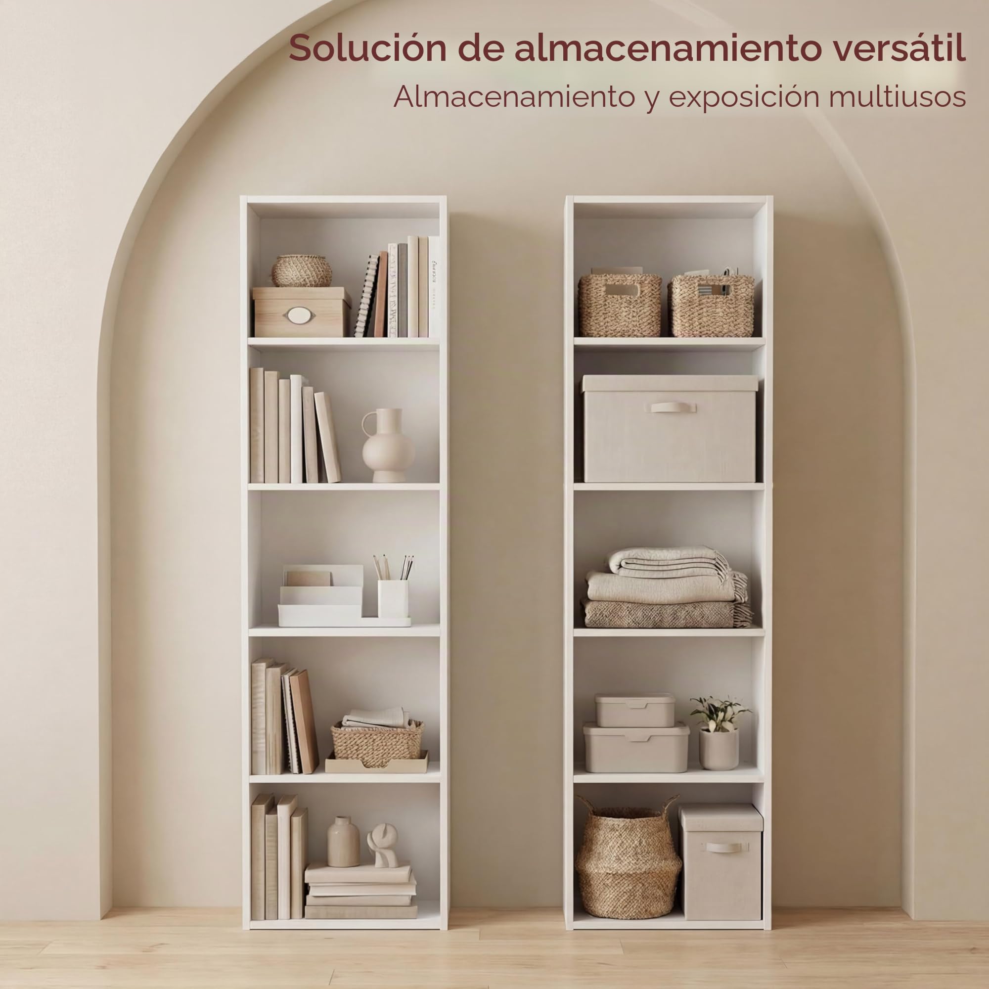 Vida Designs Librería Oxford con Forma de Cubo de 5 Niveles, estantería de Madera Blanca, Unidad de Almacenamiento para Muebles de Oficina y Sala de Estar