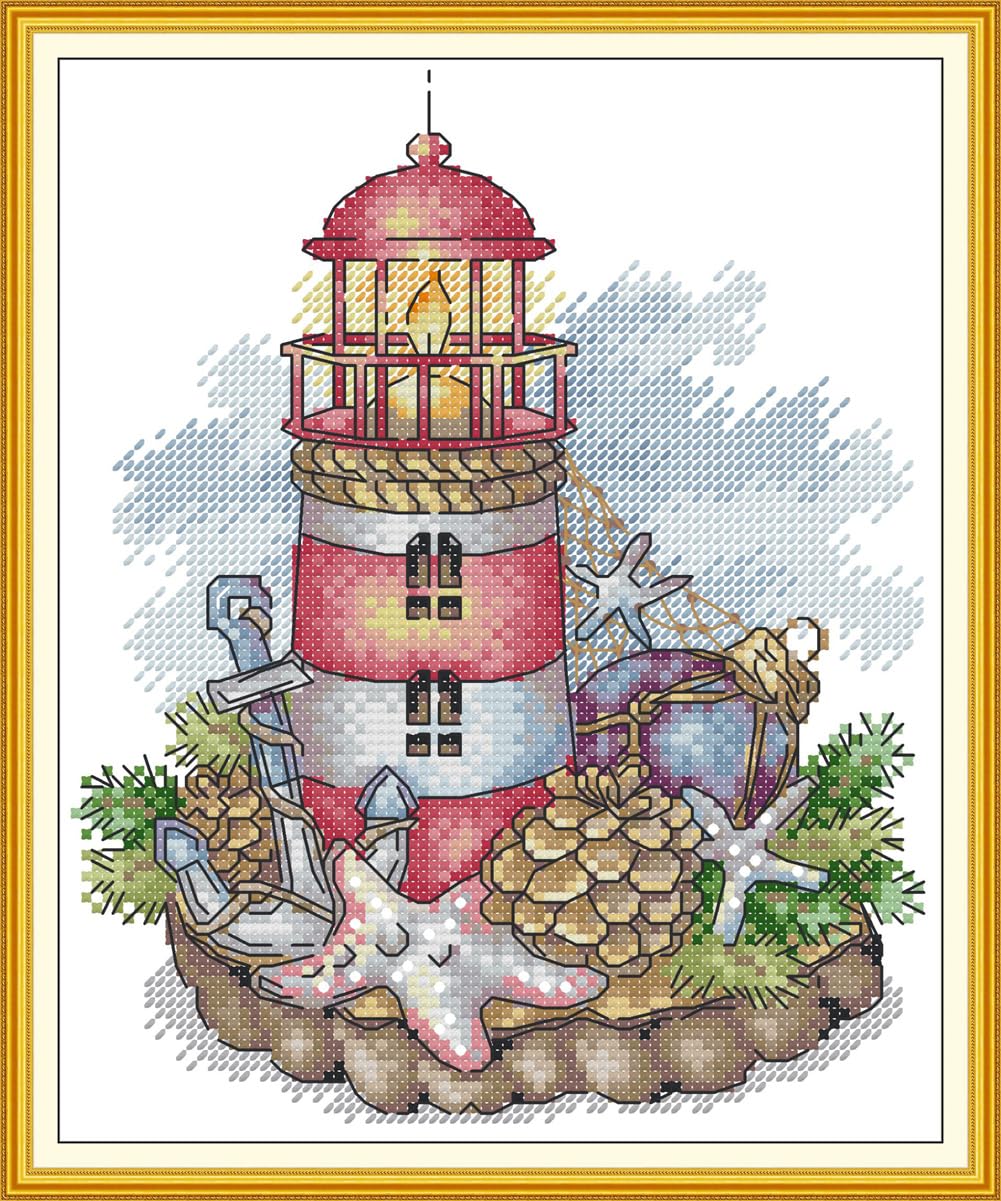 CaptainCrafts Cross Stitch Kits, Counted Cross Stitch Unpreprinted Fabric DIY Art Embroidery Kits Needlework Crafts (Unpreprinted 14CT, Lighthouse) — image 1