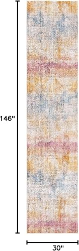 Miniatura 2 de Unique Loom Colección Deepa Alfombra de área, Whane (Runner 2 pies 6 pulgadas x 12 pies 0 pulgadas, multicolor  azul)