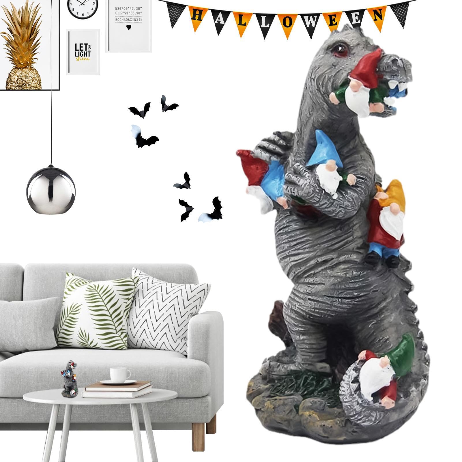 Youding Dinosaur Garden Statues, Anti Fade Realistic Dinosaur Statue, Resin Craft Lawn Halloween Statues, Adorables Dinosaur Garden Statues,Ornament For Yards Patios Bedrooms Lawns Living Room