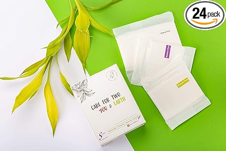 Saathi Certified Organic Bamboo Biodegradable Sanitary Pads with Wings. Combo of 24 Pads for Rash-Free Periods. Pack of 8 Regular + 8 Medium (XL) + 8 Over Night (XXL Heavy flow). Eco-Friendly, Natural & Compostable Napkins for Women