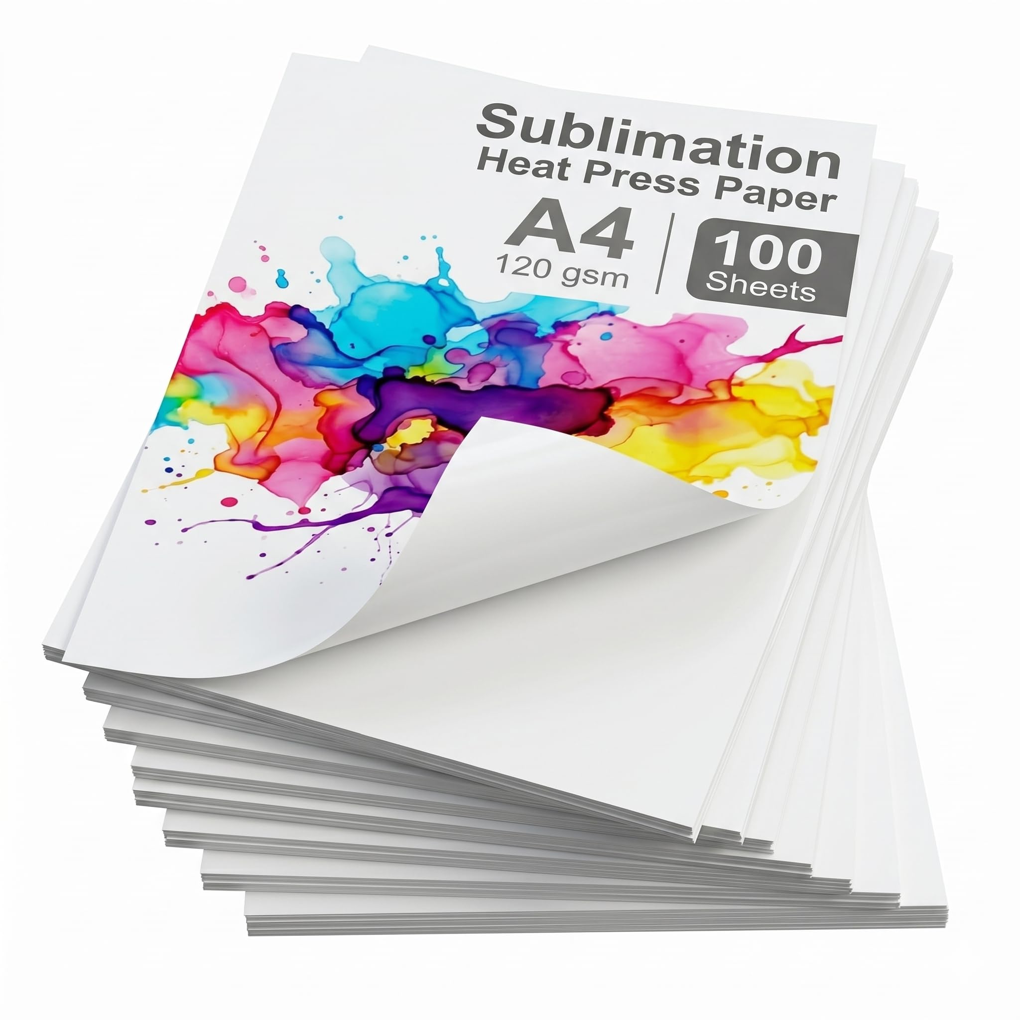 Sublimation Paper A4 120gsm, 100 Sheets Heat Transfer Paper for T-Shirt Printing, Mugs & Tumblers, Compatible with Sublimation Ink & Printers (1 Pack)