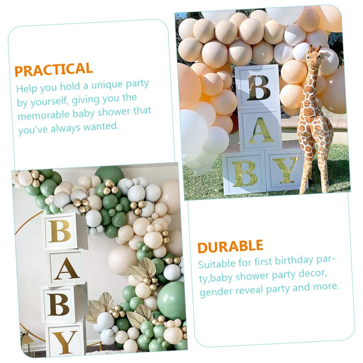 OUNONA Luftballonketten für Babyparty Dekorationen aus Papier in Weiß und Grün Babyboxen zur Shower und Gender Reveal Party Einsatz