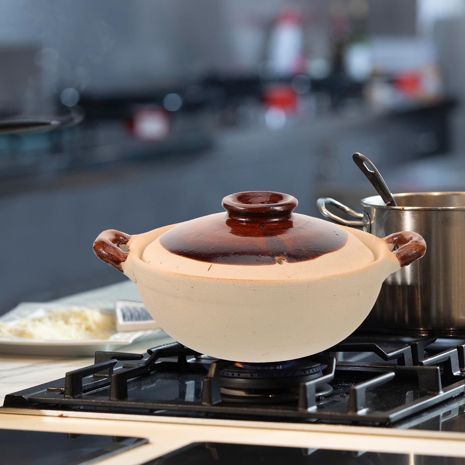 Generic Olla de Barro de 500 Ml para Cocinar Conducción de Calor Uniforme y Resistencia a Grietas, Adecuado para Estofado de Pollo y Uso en Tienda de Alimentos