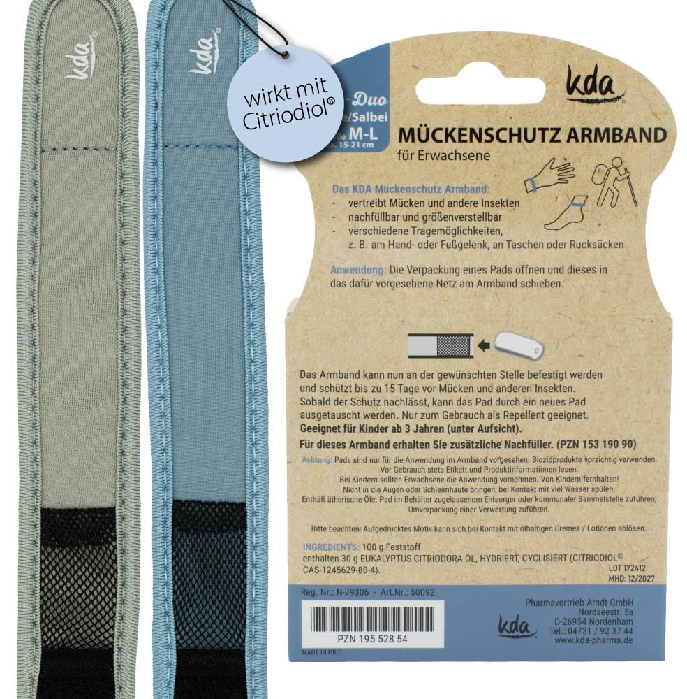 kda Mückenschutzarmband Uni DUO Sparpaket - 2x Uni Duo mit je 2 Armbändern + 4 Nachfüllern + 2x GRATIS MÜCKENSCHUTZSTICKER - Mückenschutz Moskito Insektenschutz Outdoor Wandern Camping Sport Sommer