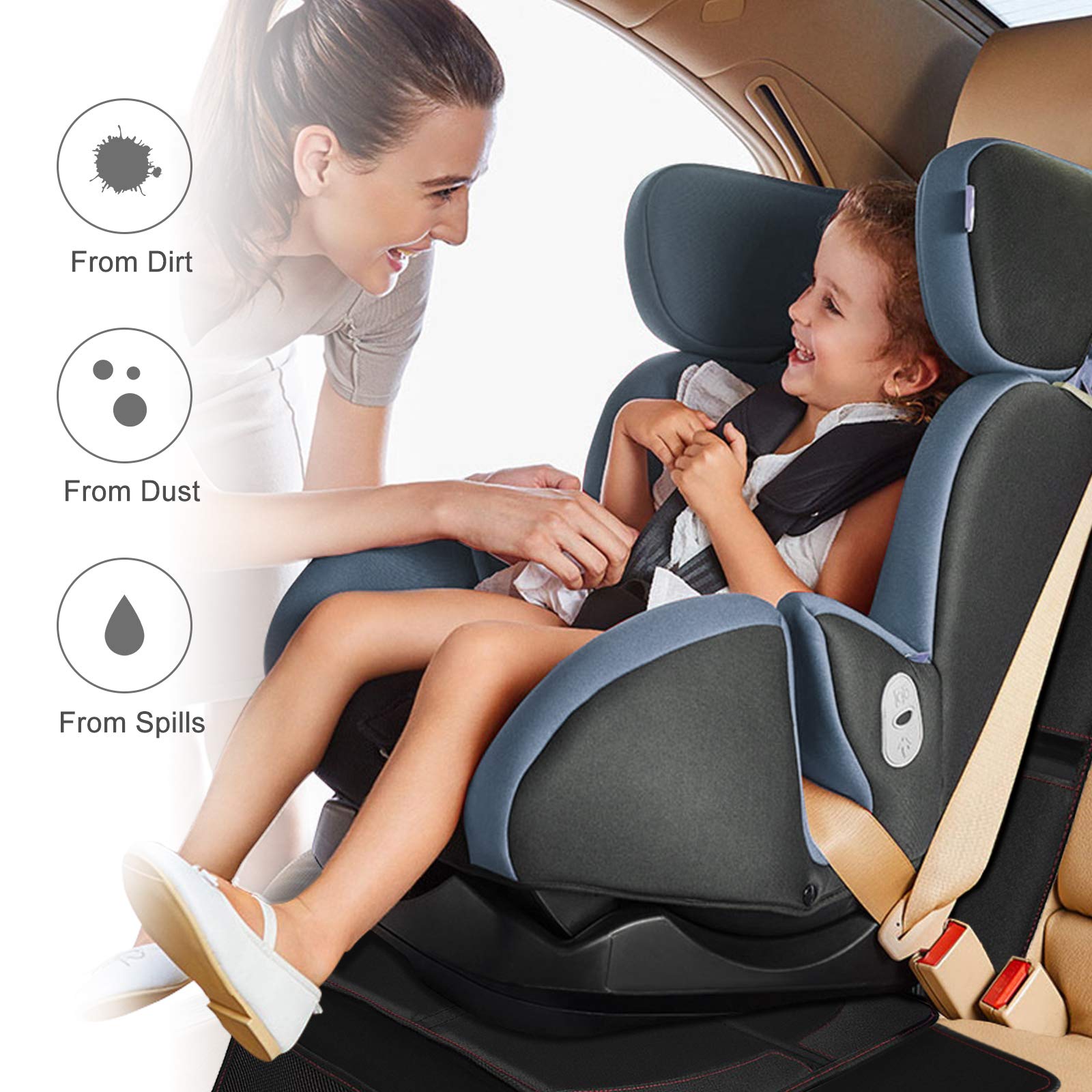 Anykuu Protector de Asiento de Coche Protector de Cojín de Asiento de Niño Impermeable Antiincrustante Antiarañazos y Antideslizante Funda de Asiento de Coche con Bolsa de Almacenamiento