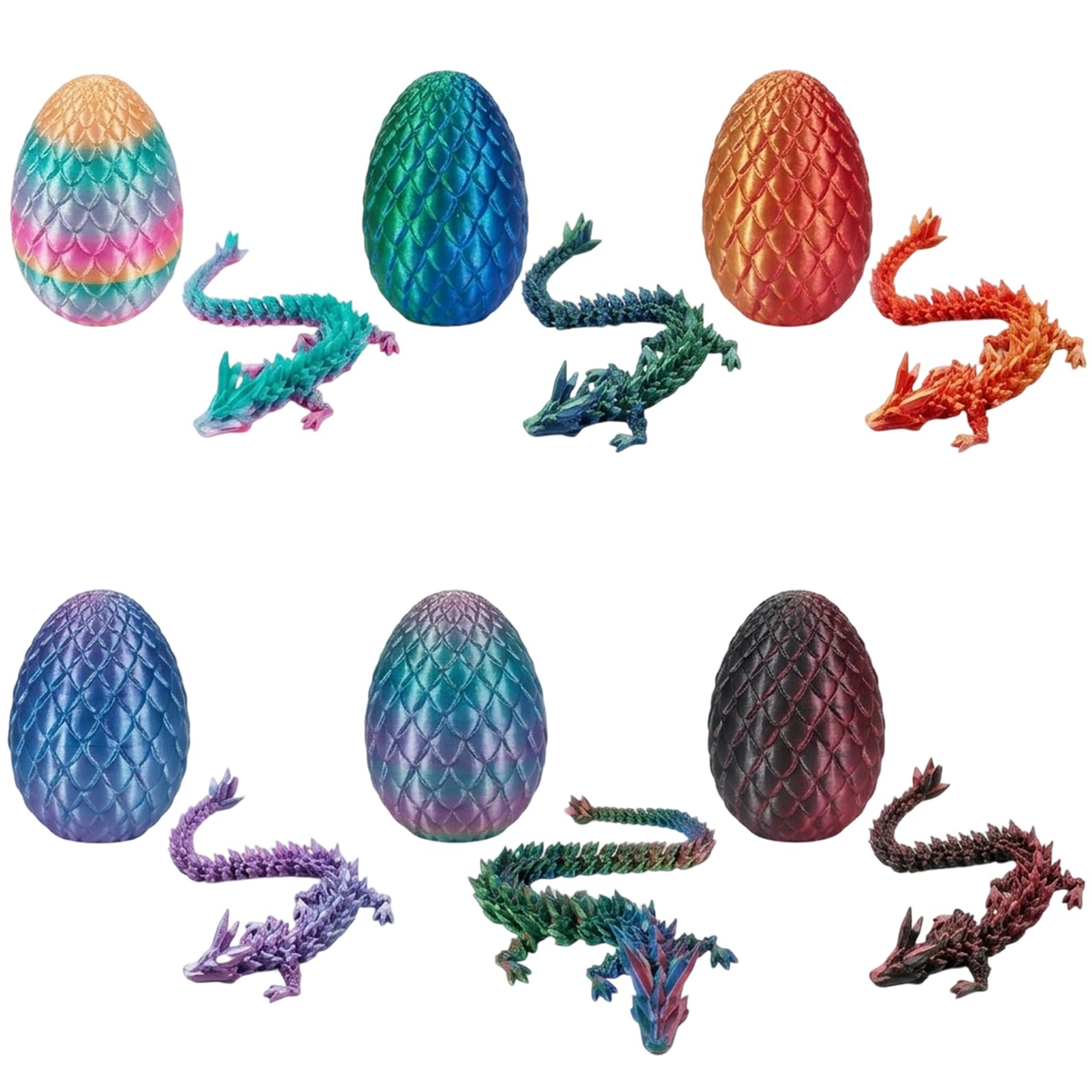 6 Pieces 3D Dragon Eggs with Dragon Inside, 3D Printed Dragon Egg Set, Fantasy Collectible Ornaments, Decorative Display for Home & Office, Gift for Collection & Decoration