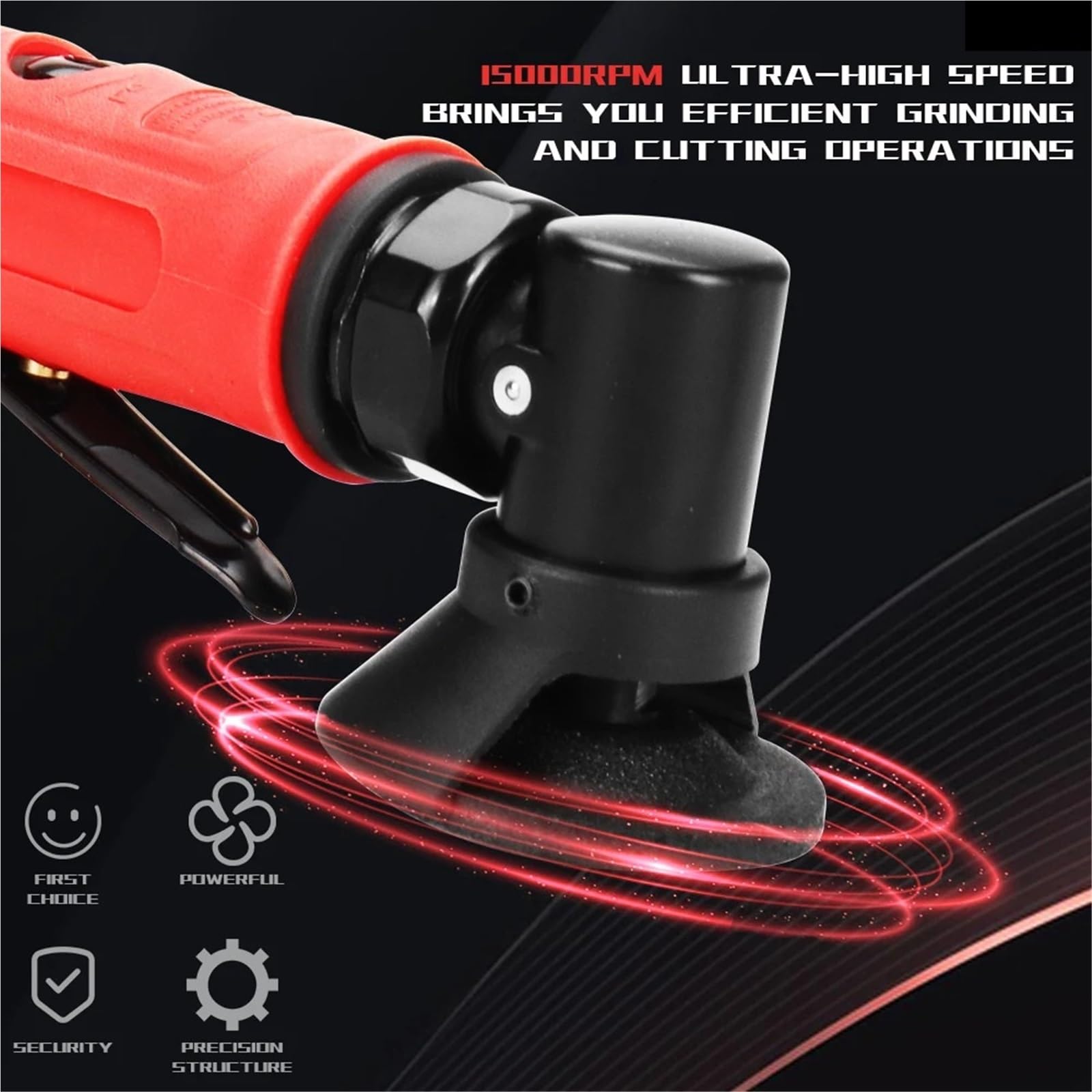 2'' Air Angle Die Grinder 90 Degree Pneumatic Grinding Polisher Mill Engraving Machine With Sanding Discs Tool Kit(Gray)
