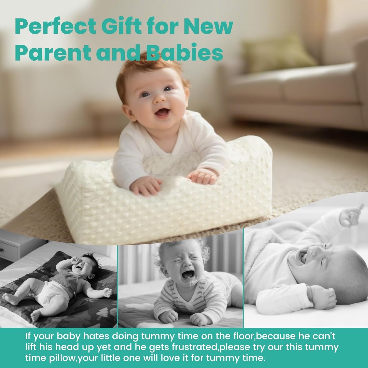 Baby Tummy Time Prop for Neck and Shoulder Strength Growth, Memory Foam Nursery Support for Infant Baby Washable Removable Cover - Image 3