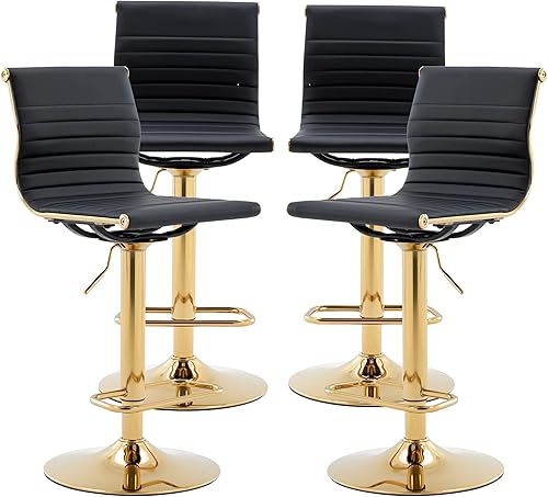 Miniatura 10 de chairus Juego de 2 taburetes de bar giratorios modernos, taburetes de bar ajustables con altura de mostrador, taburetes de piel sintética sin brazos