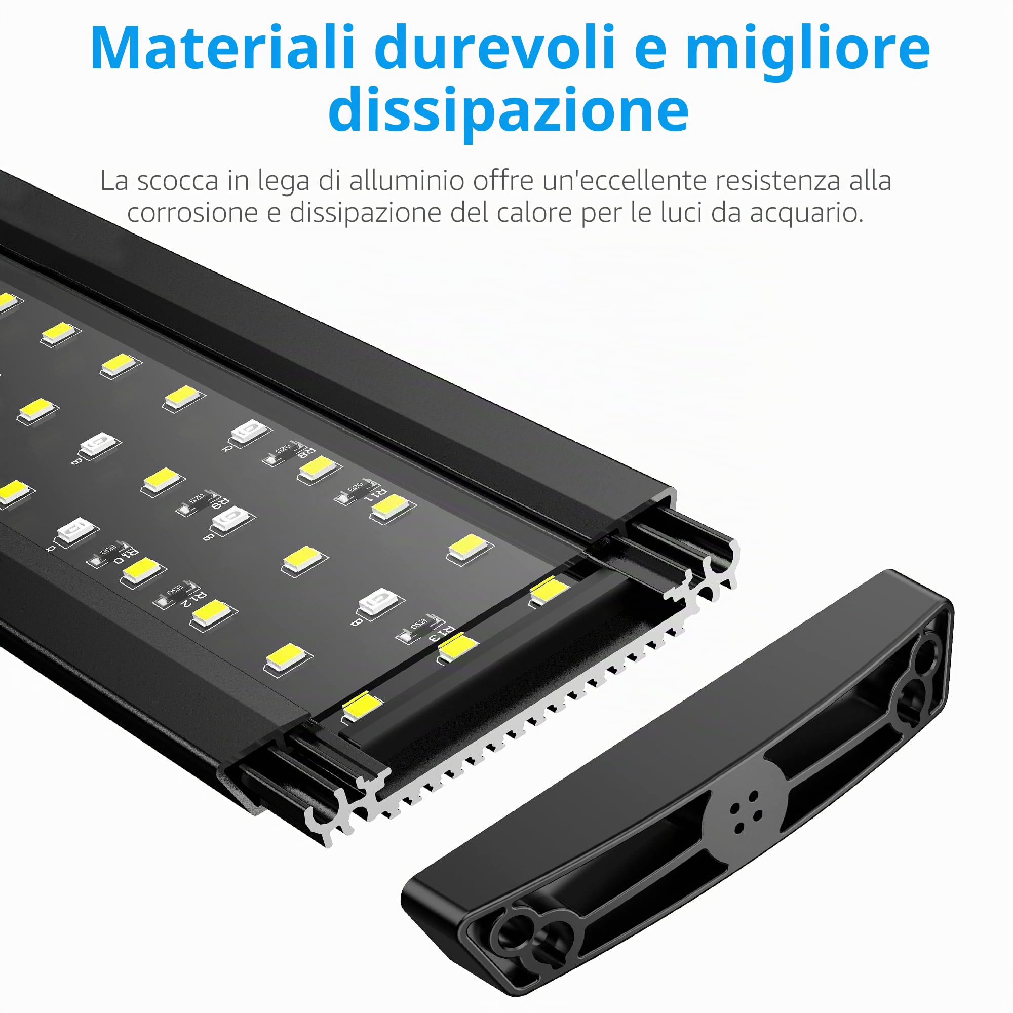 NICREW Slim LED Acquario con Timer, Luce a Spettro Completo Regolabile, 28-42 cm, 9W, 600 Lumen