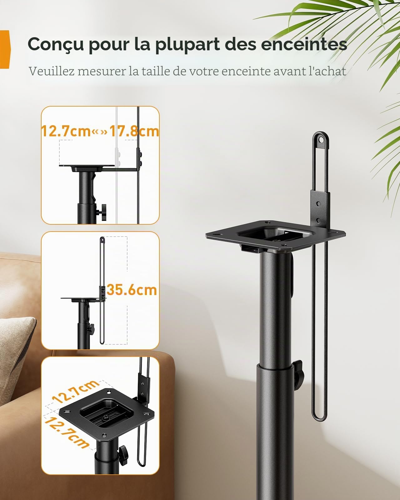Perlegear Supports de Haut par Paire, Hauteur réglable de 83,8 à 106,7 cm avec Gestion des câbles et capacité de 6 kg, Parfait comme Support Enceinte ou Support D'enceinte, PGSS12
