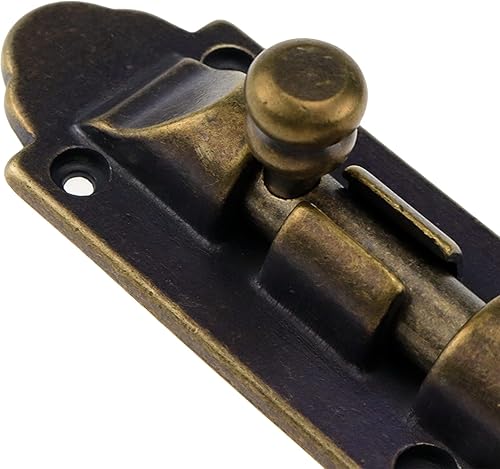 Miniatura 5 de Bronce latón antiguo barril cerrojo cerrojo 4 pulgadas cerradura deslizante seguridad deslizante con tornillos Hardware