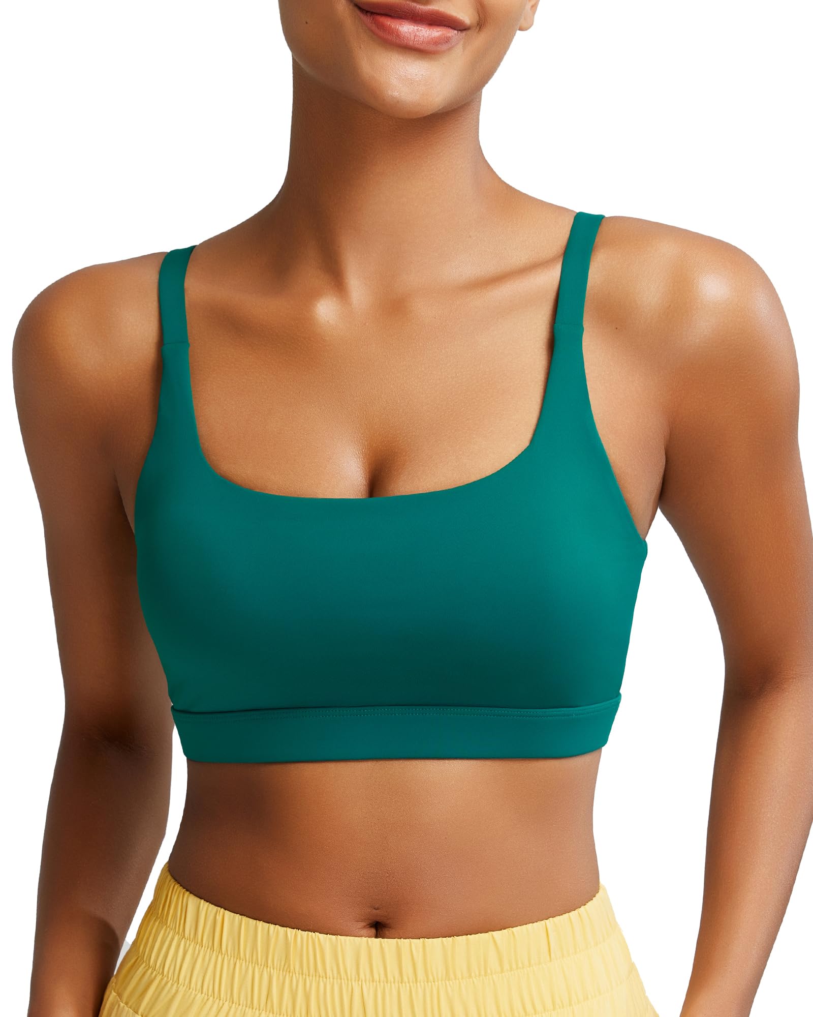 RUNNING GIRL Sports Bras for Women,Square Neck Sports Bra Medium Support Yoga Bra Workout Crop Top with Removable Cups