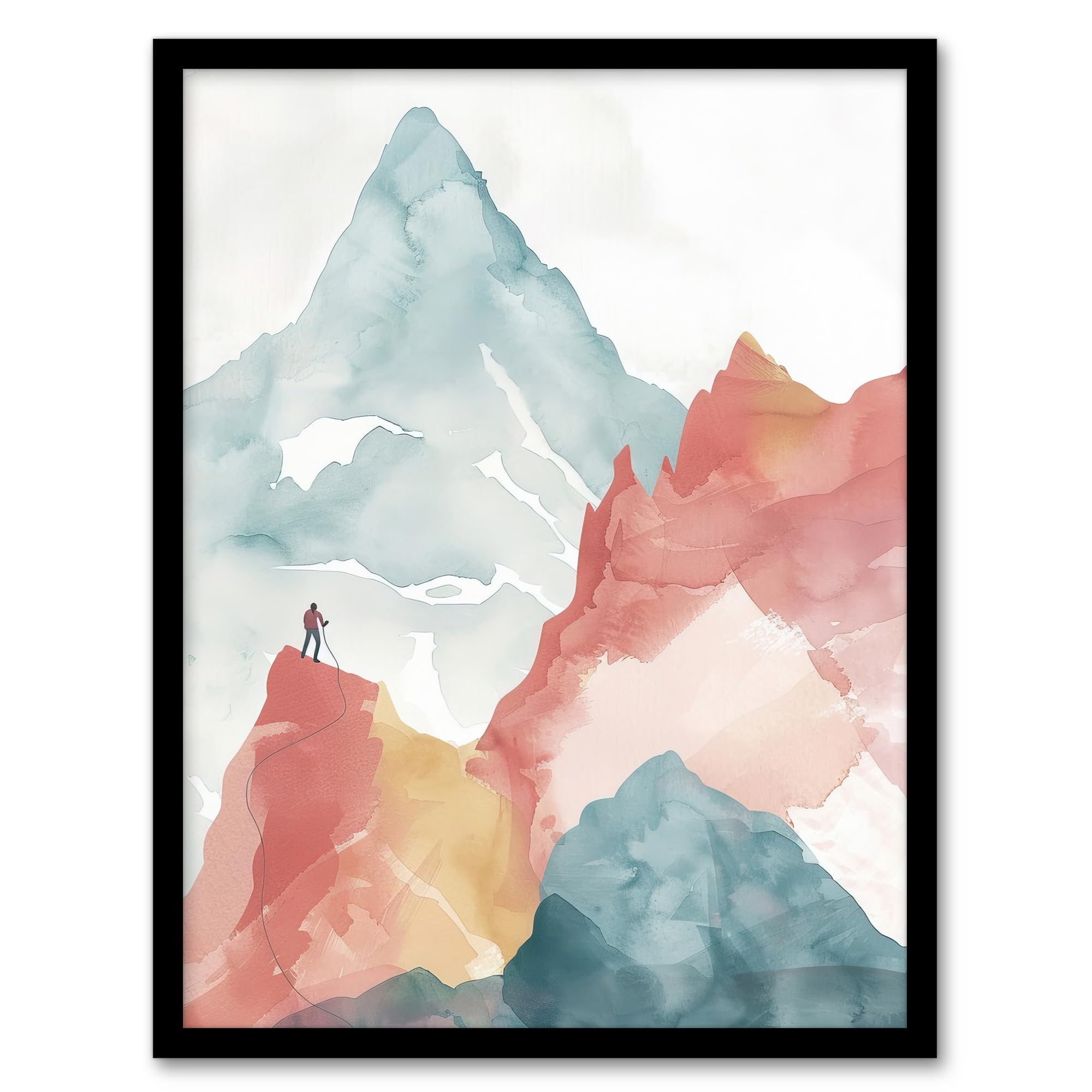 Artery8 - Framed Art Print - Watercolour Landscape - A4