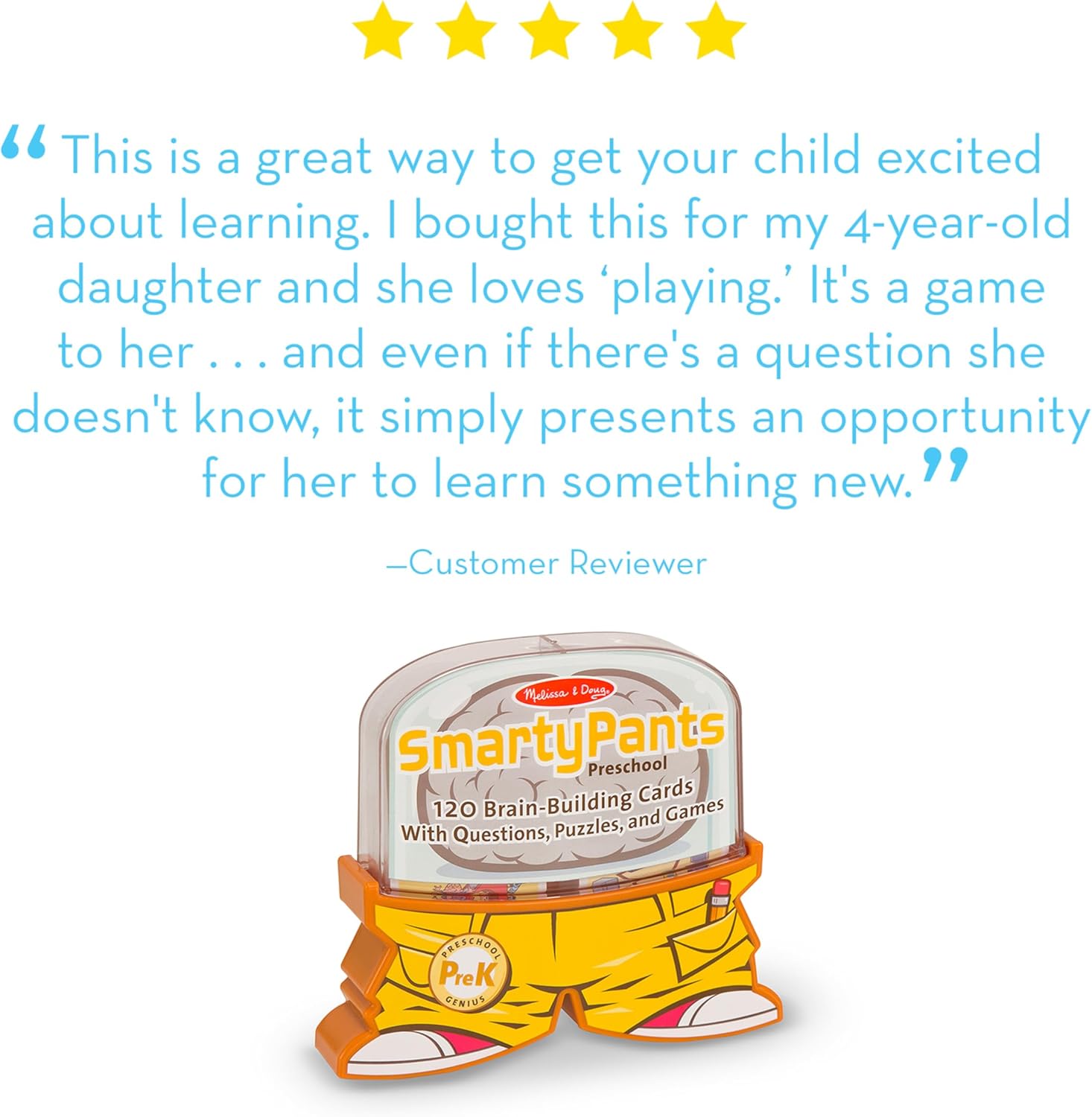 Melissa & Doug Smarty Pants Preschool Card Set Educational Activity with 120 Brain-Building Questions, Puzzles, and Games