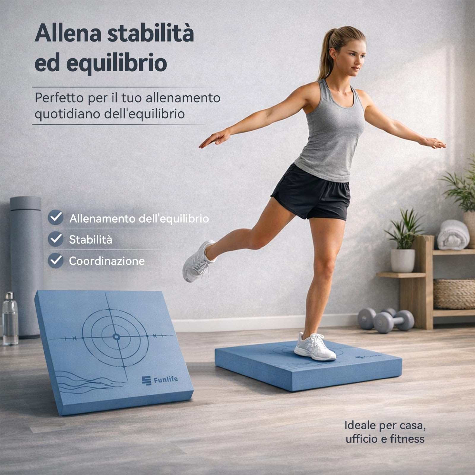 FunLife Balance Pad 40x40x5 cm – Cuscino per l'equilibrio per Fitness, Yoga e Fisioterapia, Trainer per la stabilità, Antiscivolo Fino a 150 kg