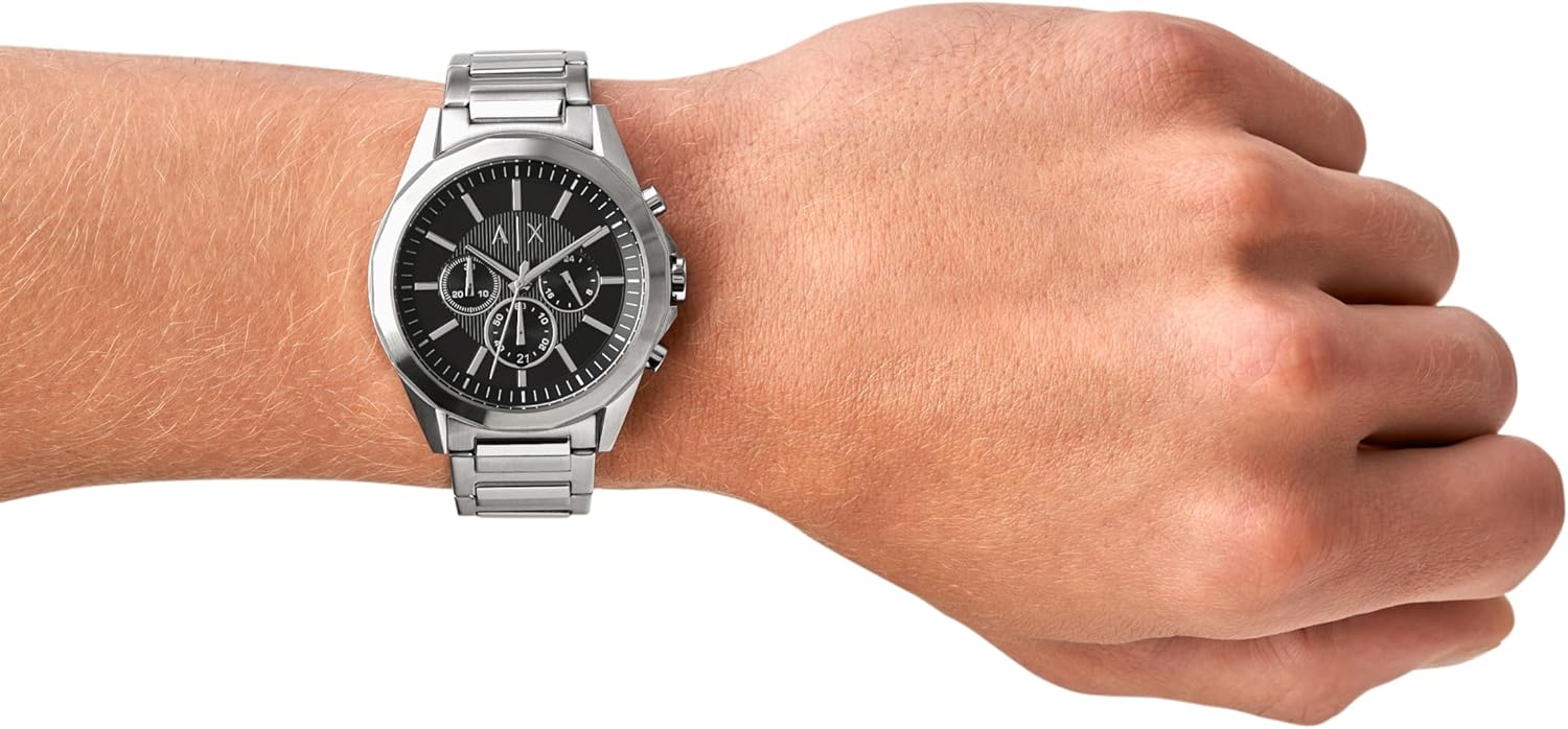 A|X Armani Exchange Chronograph Watch for Men with Stainless Steel, Silicone or Leather Band - Image 5