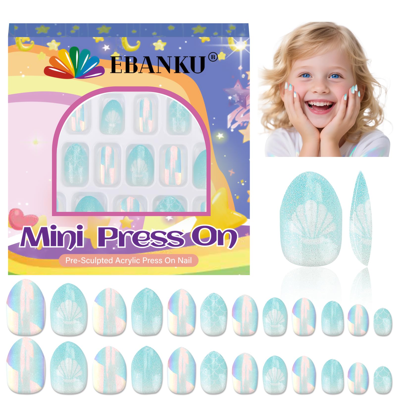 EBANKU 1 Pack Kid Fake Nail Kit