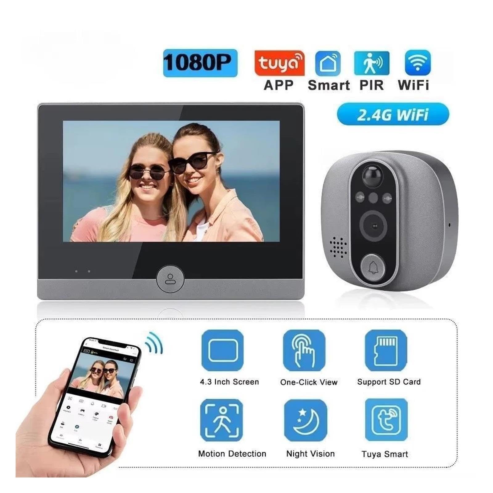 Telecamera for campanello video spioncino WiFi 1080P
