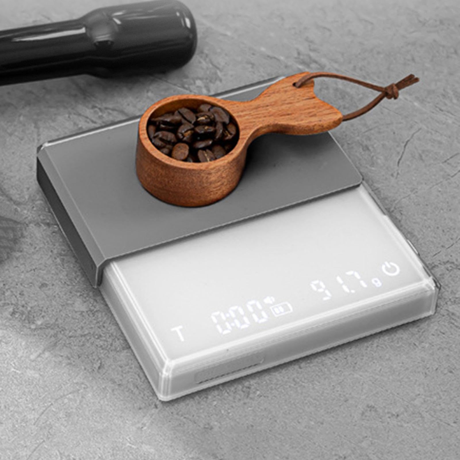 de Café Digital con Pantalla LED Y Función Táctil Accesorio Portátil para Preparar Espresso Y Alimentos Estructura Robusta Y Antideslizante Ad, Blanco