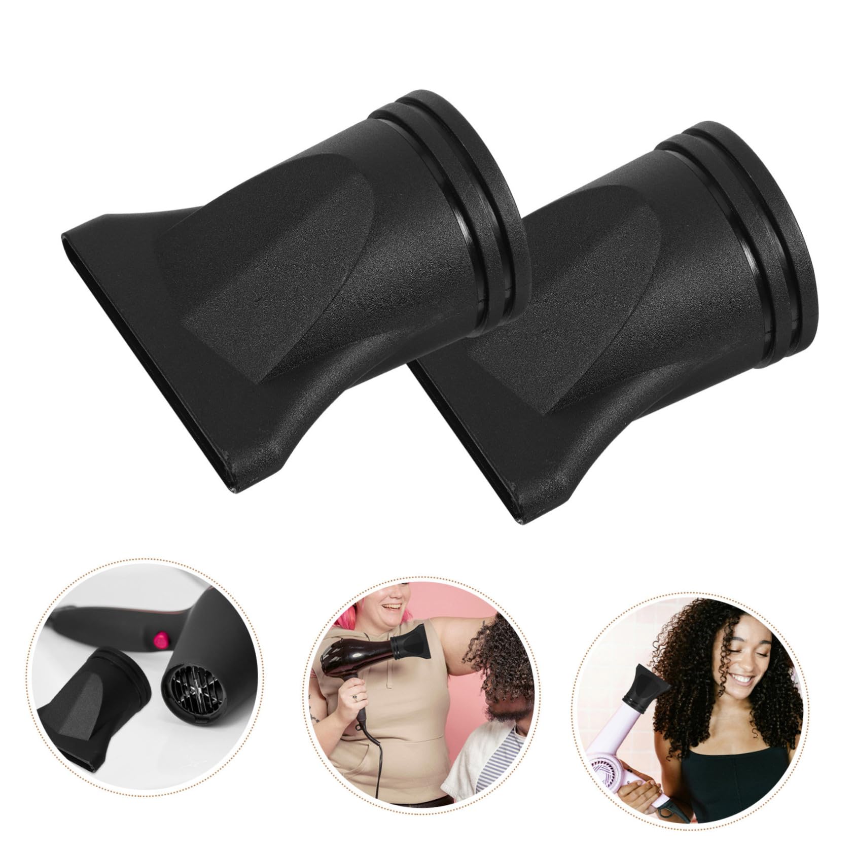CALLARON 20 Pezzi Ugelli Concentratori per Asciugacapelli, Attacco in Plastica Nero, Design Piatto a Becco D’anatra per Uso Professionale e Casa