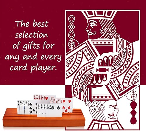 Miniatura 5 de Juego de 2 soportes de madera para naipes para niños, adultos mayores, 13.8 pulgadas x 3.1 pulgadas, versiones extendidas lo suficientemente largas