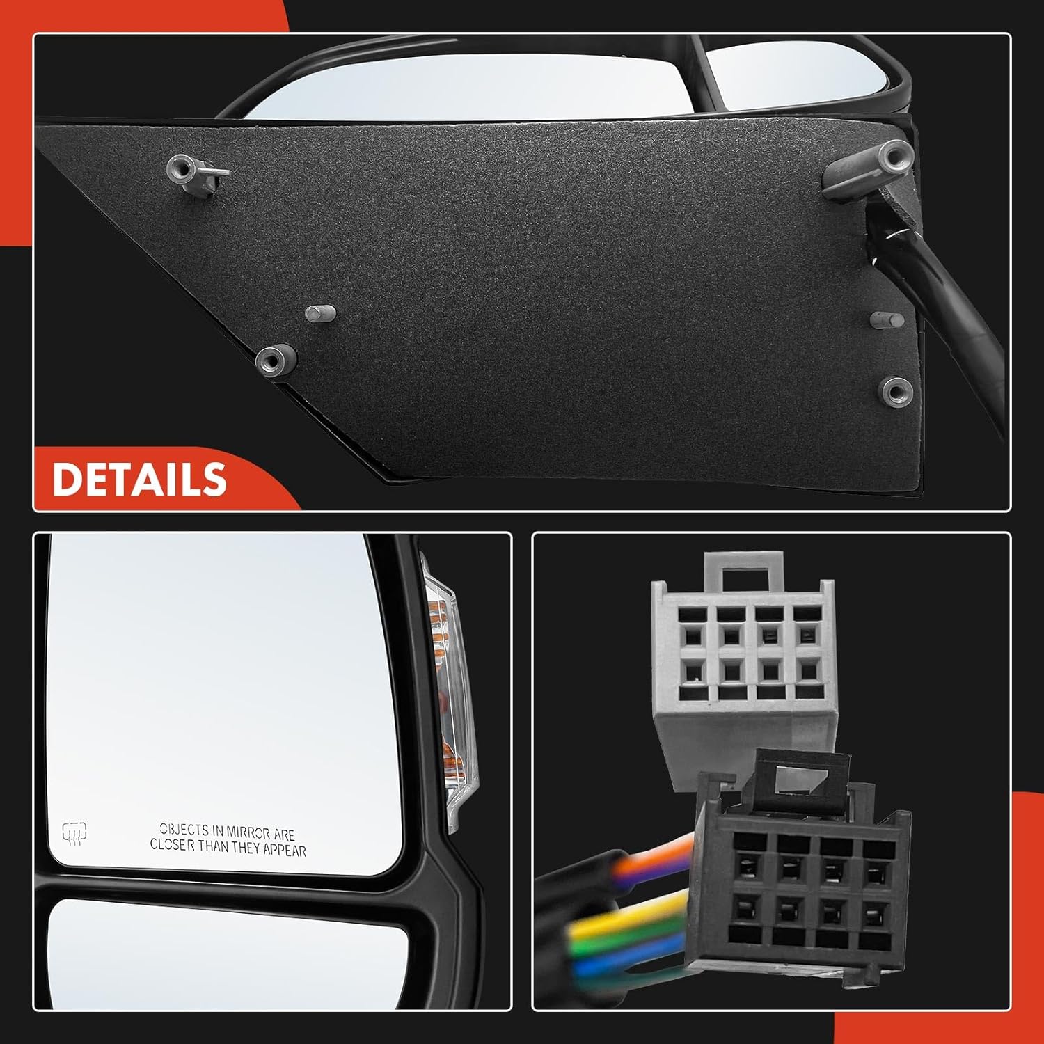 A-Premium Passenger Side Power Door Mirror - Compatible with Ram ProMaster 1500/2500/3500 2014-2023 - Heated Power Folding Black Outside Rear View Mirror w/Turn Signal - Replace# 5VF00JXWAE