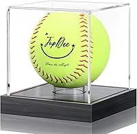 Vista 15 de JupDec Estuche de exhibición de béisbol, soporte de béisbol de acrílico transparente con forma de cubo y base duradera, caja de soporte
