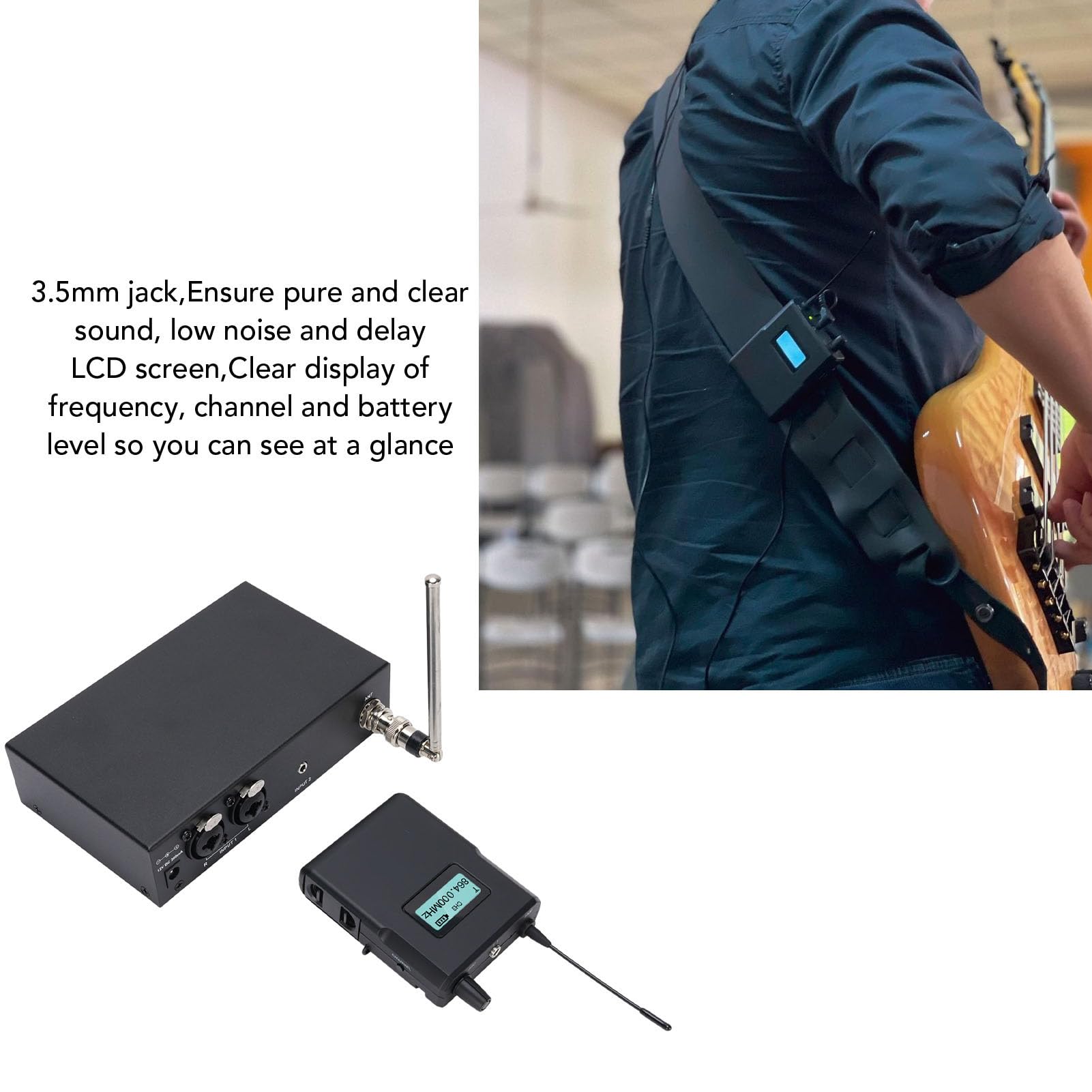 Inalámbrico en el Monitor DE Oído con Auriculares, Transmisor y Receptor IEM Inalámbrico DE 863 a 865MHz, EEM Stereo para Estudio, GUITARIA, ENSHEARSAL DE (Enchufe de la UE)