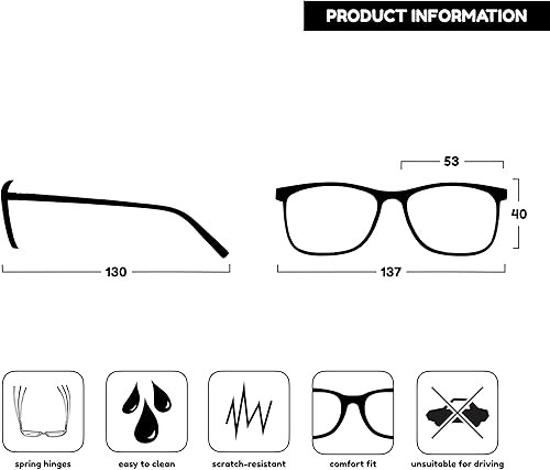 Miniatura 6 de OPULIZE Arc - Paquete de 3 gafas de lectura grandes, color negro, marrón, azul, estampado, para hombre y mujer, RRR66-123