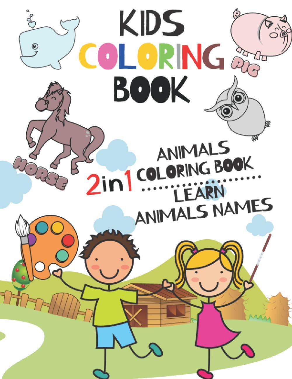 Buy Kids Coloring book ( 2 in 1 ) , Animals coloring book and learn