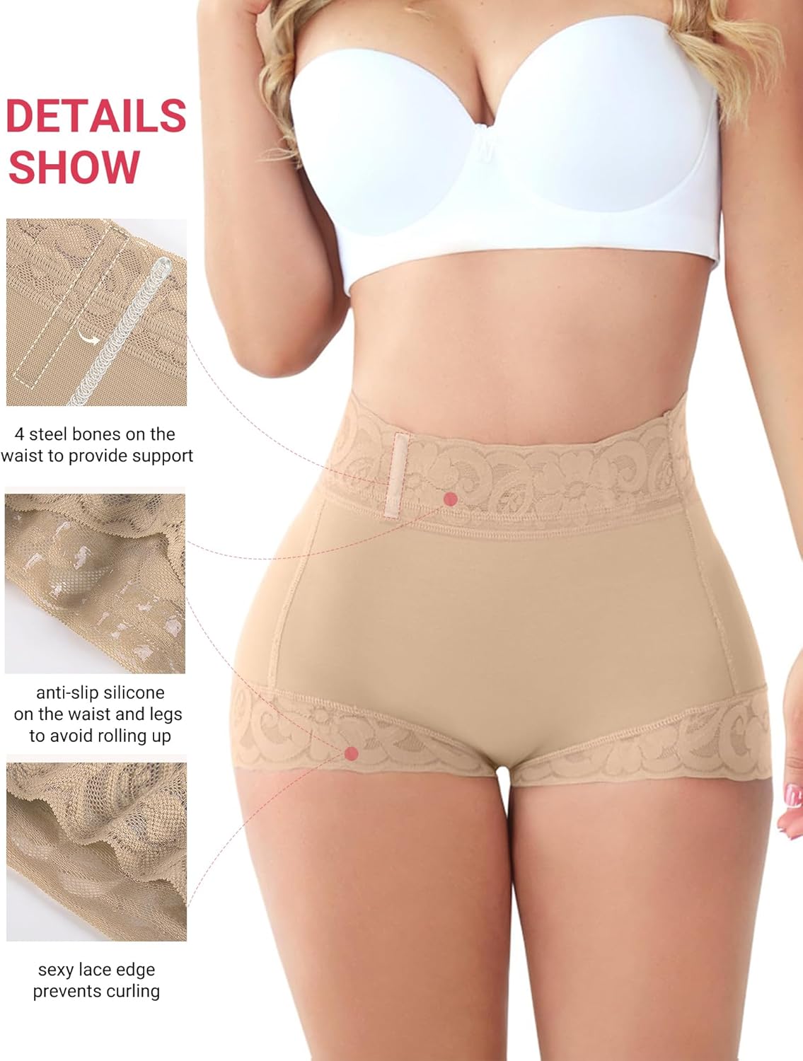 Butt Lifting Panties, Tummy Control Shapewear for Women Compression Underwear Short Lace Butt Lifter Shapewear - Image 4