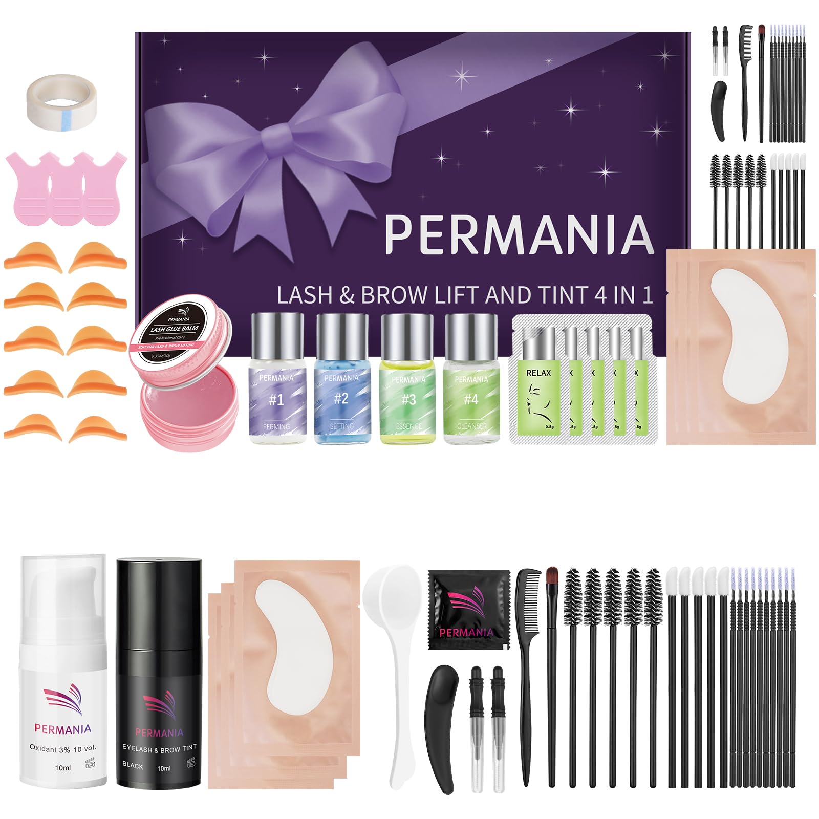 PERMANIA Lash Lift and Color Kit, Natural Results Curling & Coloring