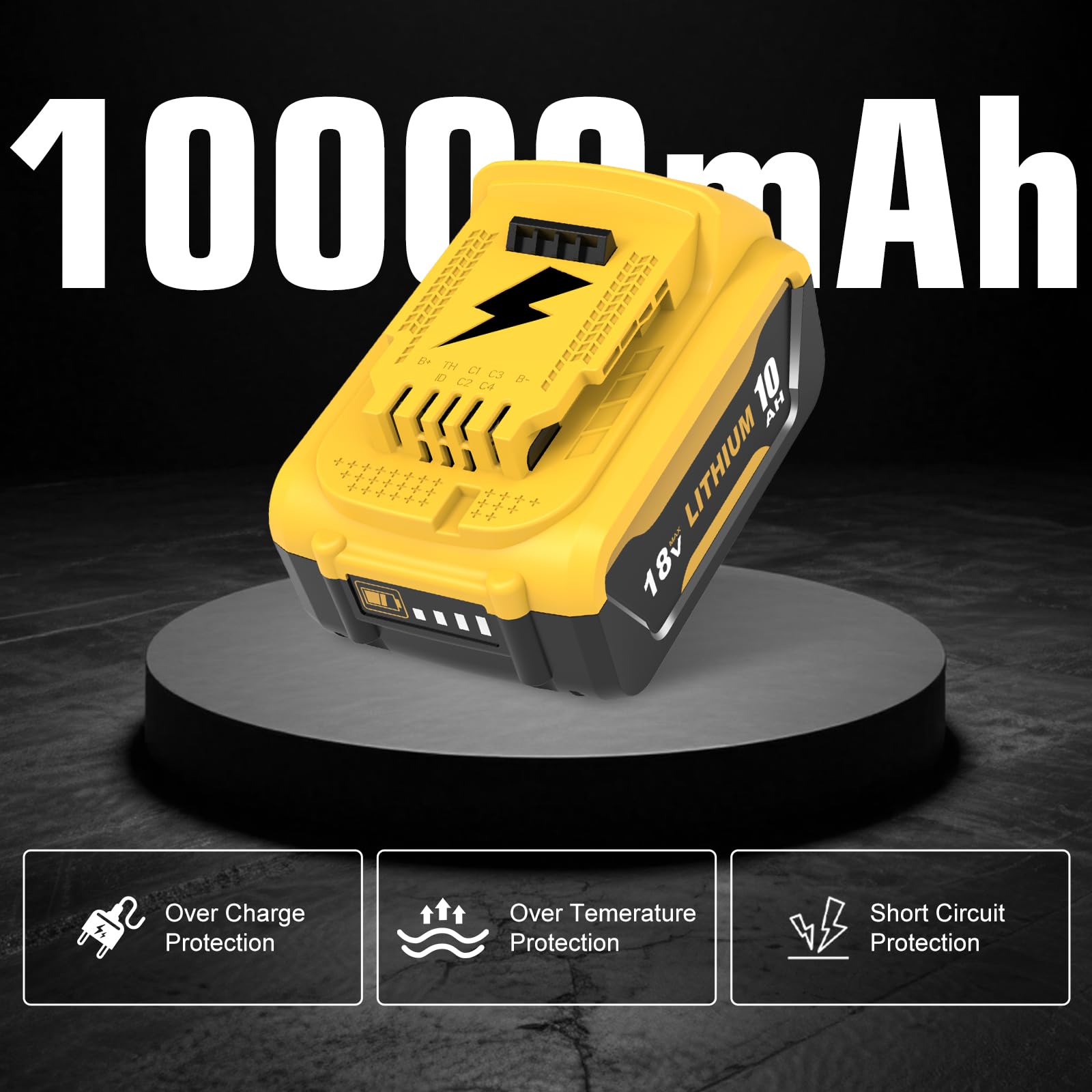 2 Pièces 10.0Ah/10000mAh Remplacement pour Dewalt Batterie 18V DCB184 DCB180 DCB181 DCB182 DCB200 DCB201 DCB204 DCB127 DCB112 DCB115 avec indicateur LED