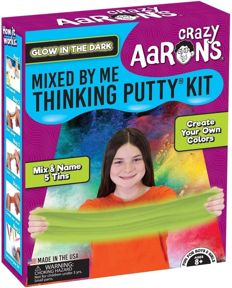 Thinking Putty for Kids - DIY Special Effects Putty Kit (6 Putties Included)- Glow-in-The-Dark, Sparkle, Heat-Sensitive - Includes Colored Pencils and Instructional Mat - Made in USA