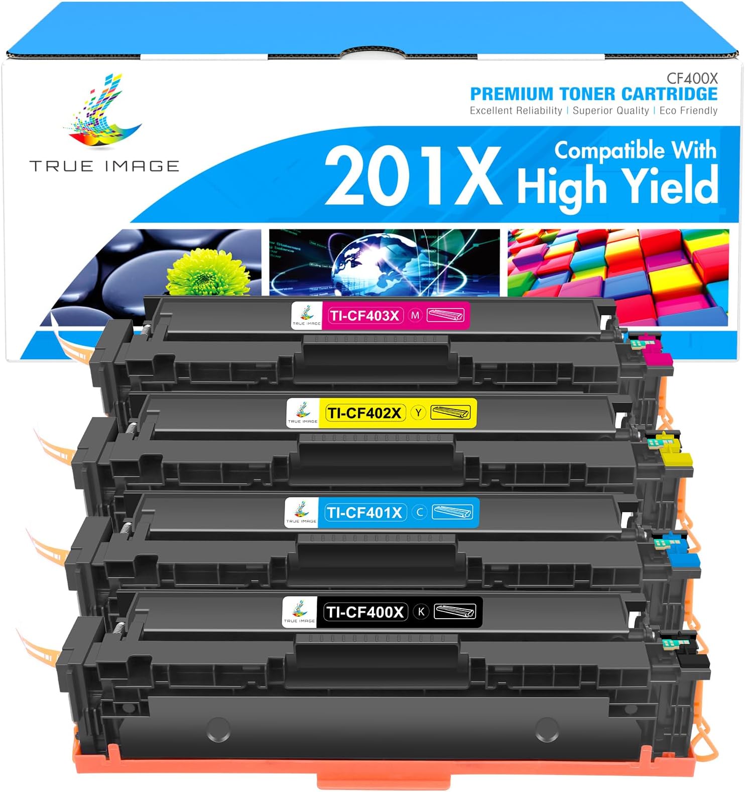 201X M277dw Toner Cartridge High Yield Compatible for HP 201X 201A M252dw CF400X Color LaserJet Pro MFP M277dw M277c6 CF401X CF402X CF403X Printer (Black Cyan Yellow Magenta, 4-Pack)