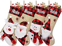 Vista 10 de Medias tejidas personalizadas de Navidad de 18 pulgadas con copos de nieve, nombre personalizado, medias de Navidad para colgar en la chimenea