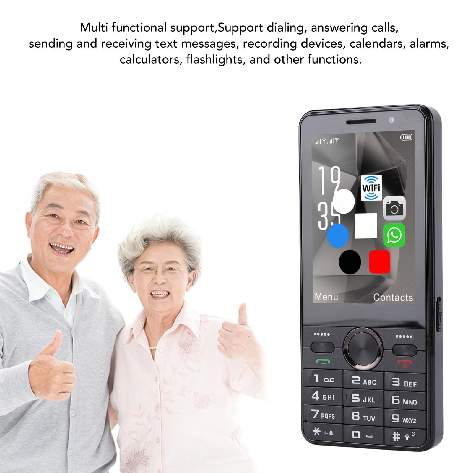 Tonysa Telefono Sbloccato 4G 2G 3G 4G Telefono Cellulare Doppia Scheda SIM Touch Screen HD da 3,5 Pollici Tasti Grandi WiFi Bluetooth 8.1 con Batteria da 2500 MAh per Anziani Viaggi (BLACK)