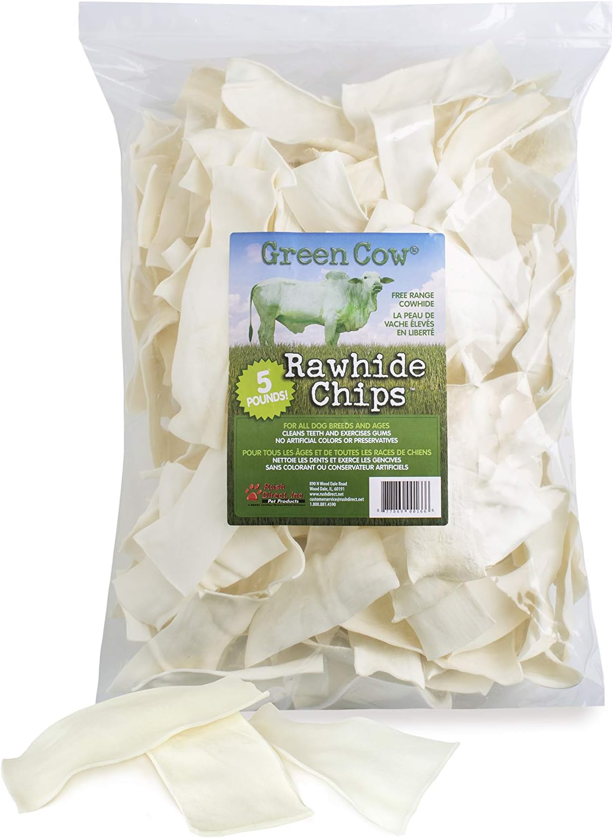 - Chips 5-Pound Bag - Premium Large Dog Rawhide Chews - Ideal for Agressive Chewers Dog Rawhide Treats - Durable Rawhide Bones for Large Dogs